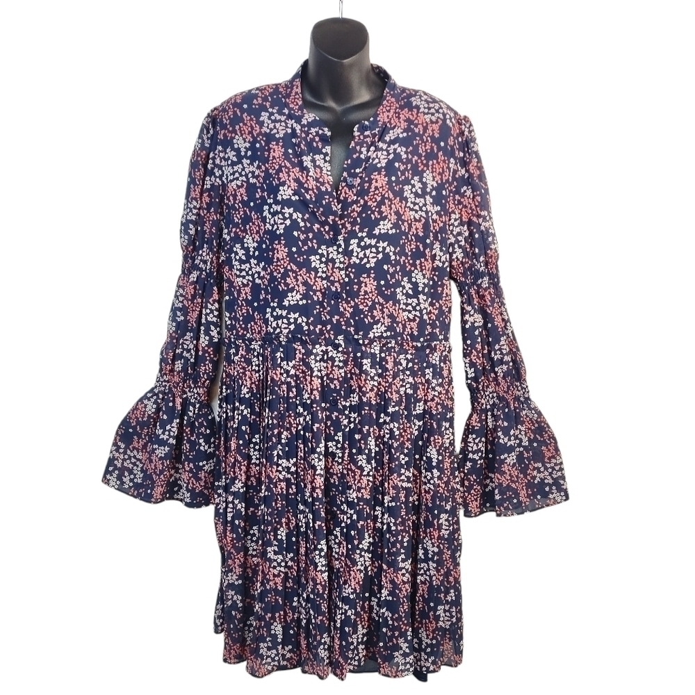 Michael Kors Women's Navy Blue Floral Print Dress Sz XL